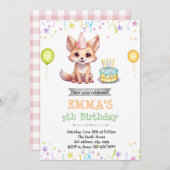 Jolie invitation d'anniversaire de renard (Devant / Derrière)