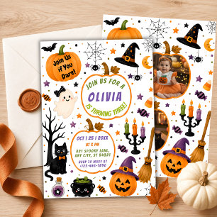 Jolie invitation d'anniversaire Halloween double p
