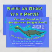 Jolie invitation d'anniversaire monstre de mer (Devant / Derrière)