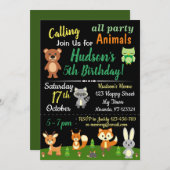 Jolie invitation d'anniversaire pour les animaux d (Devant / Derrière)