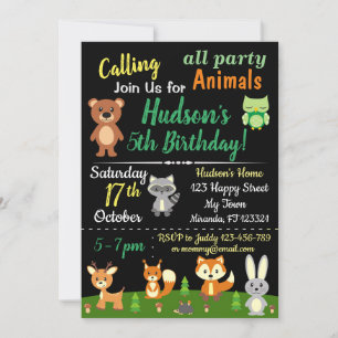Jolie invitation d'anniversaire pour les animaux d