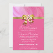 Jolie invitation d'anniversaire rose (Devant)