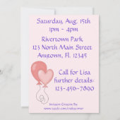 Jolie invitation d'anniversaire rose (Dos)