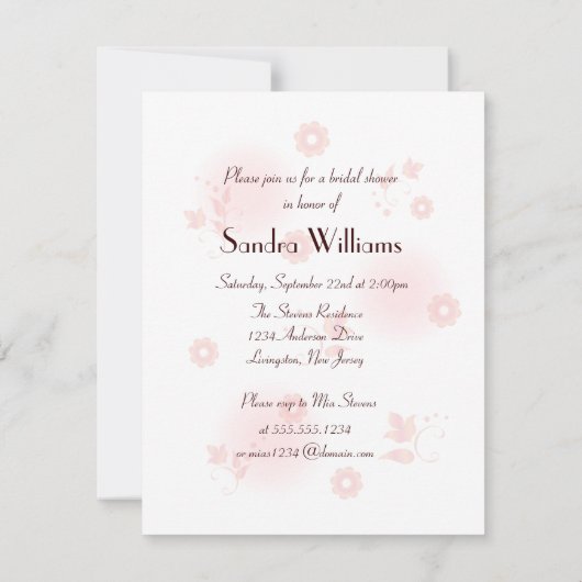 Jolie Invitation Dans Douche Nuptiale Rose (Dos)