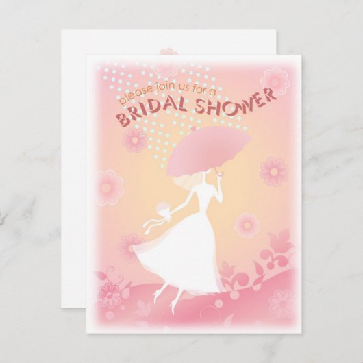 Jolie Invitation Dans Douche Nuptiale Rose (Devant / Derrière)