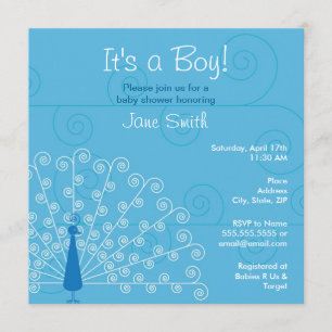Jolie invitation de Baby shower de Boy Peacock