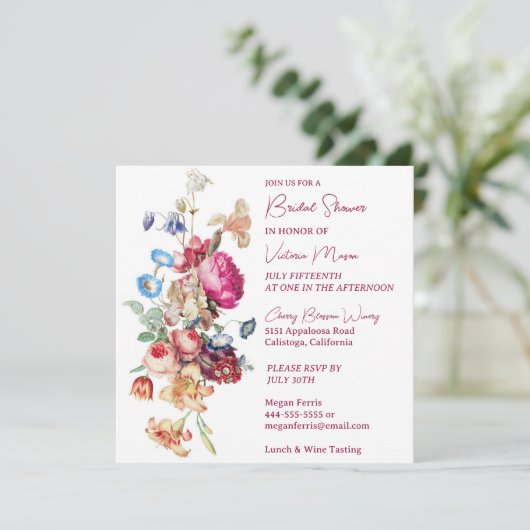 Jolie invitation de bapteme botanique pour mariage (Debout devant)