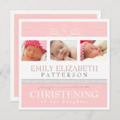 Jolie invitation de baptême de collage de photo de (Devant / Derrière)