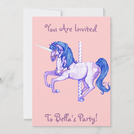 Jolie invitation de Carousel Unicorn (Devant)