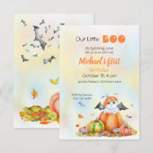 Jolie invitation de chat d'Halloween dans une citr (Devant / Derrière)