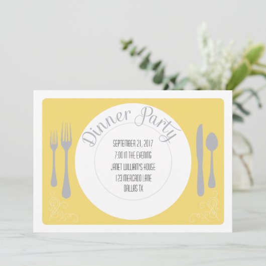 Jolie invitation de dîner de plat (Debout devant)
