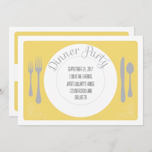 Jolie invitation de dîner de plat (Devant / Derrière)