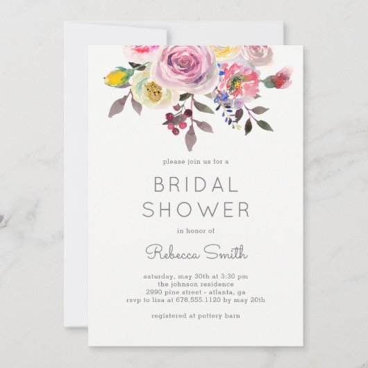 Jolie invitation de douche nuptiale (Devant)