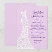 Jolie invitation de douche nuptiale violette (Devant / Derrière)