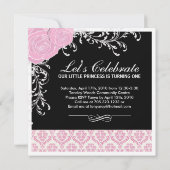 Jolie invitation de fête d'anniversaire rose et no (Dos)
