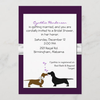 Jolie invitation de Fête de la mariée de teckels
