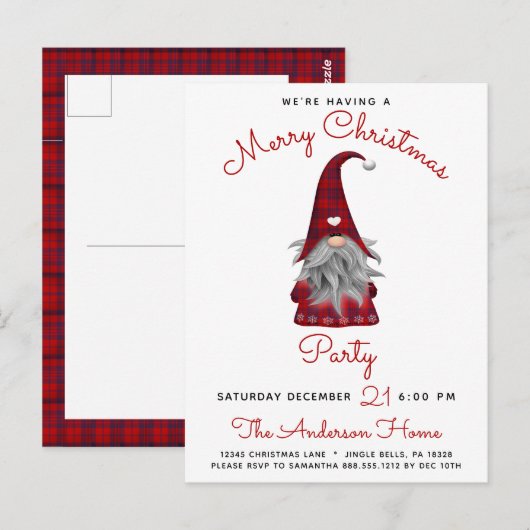 Jolie invitation de fête rustique pour un joyeux N (Devant / Derrière)