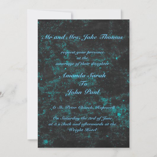 Jolie invitation de mariage bleu (Devant)