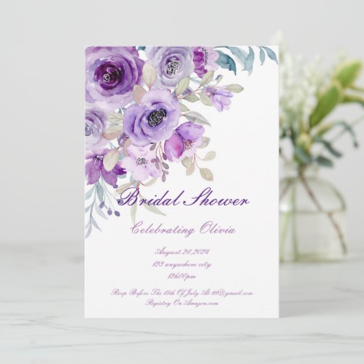 jolie invitation de mariage lilac violet (Debout devant)