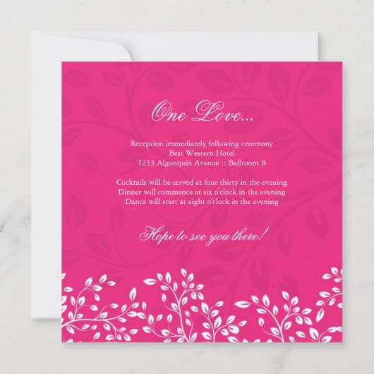 Jolie invitation de mariage rose vif (Dos)