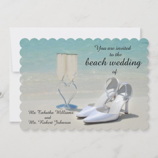 Jolie invitation de mariage sur la plage (Devant)