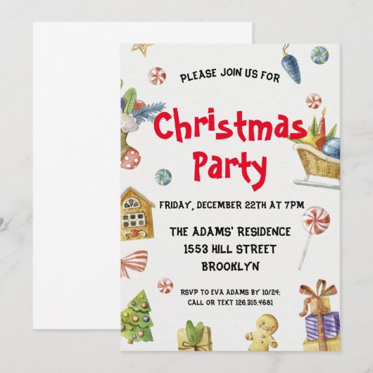 Jolie invitation de Noël (Devant / Derrière)
