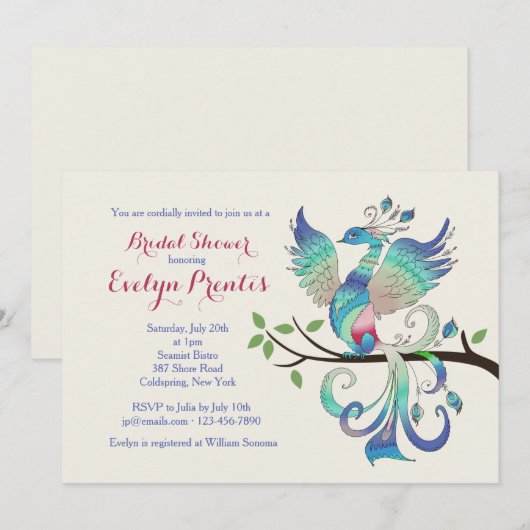 Jolie Invitation de Peacock (Devant / Derrière)