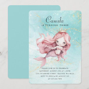 Jolie invitation de sirène d'anniversaire