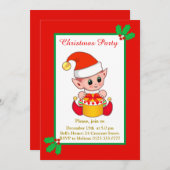 Jolie invitation des elfes de Noël (Devant / Derrière)