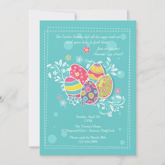 Jolie invitation d'oeufs de pâques (Devant)
