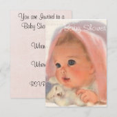 Jolie invitation en Baby shower Vintage rose (Devant / Derrière)