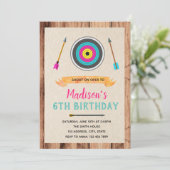 Jolie invitation fille à thème tir à l'arc (Debout devant)