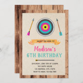 Jolie invitation fille à thème tir à l'arc (Devant / Derrière)