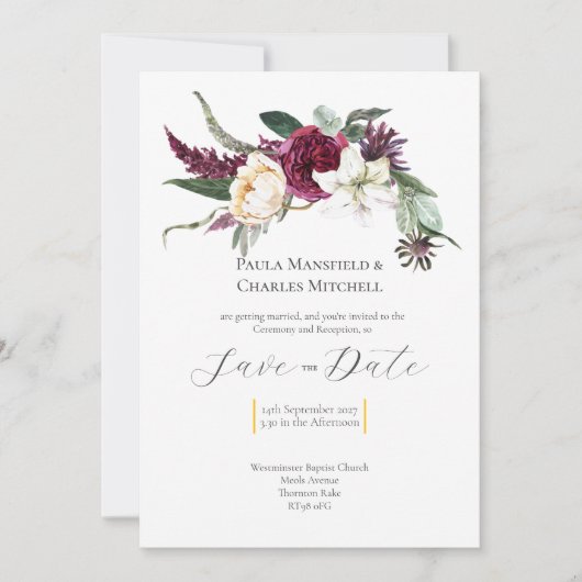 Jolie invitation Fleurs pour annoncer votre mariag (Devant)