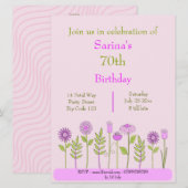 jolie invitation florale rose (Devant / Derrière)