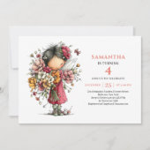 Jolie invitation florale rose pour les 7 ans de la (Devant)