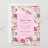 Jolie invitation Rose de douche nuptiale (Devant)