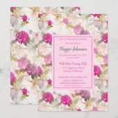 Jolie invitation Rose de douche nuptiale (Devant / Derrière)