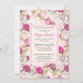 Jolie invitation Rose de douche nuptiale (Devant)