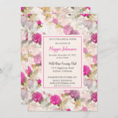 Jolie invitation Rose de douche nuptiale (Devant / Derrière)