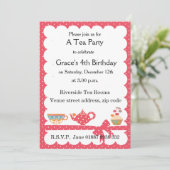 Jolie invitation Tea Party pour enfants (Debout devant)