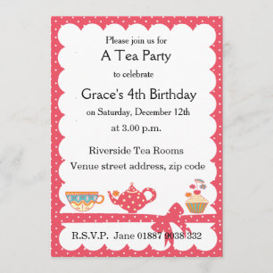 Jolie invitation Tea Party pour enfants