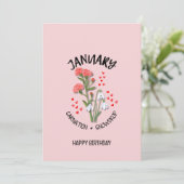 Jolie JANVIER Mois de naissance Fleur Carte d'anni (Debout devant)