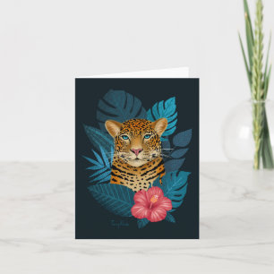 Jolie jungle léopard Art Floral   Bleu