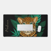 Jolie jungle léopard Art Floral | Noir| Nom (Clavier et souris)