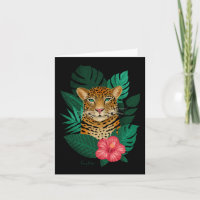 Jolie jungle léopard Art Floral | Noir vert