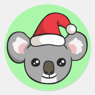 Jolie Koala de Noël à Santa Hat Dessin Stickers