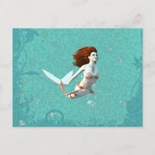 Jolie Koi Mermaid Nager Carte postale sous-marine