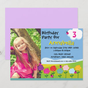 Jolie Ladybug Garden Invitation d'anniversaire pou