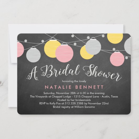 Jolie lanternes Invitation à la douche nuptiale (Devant)